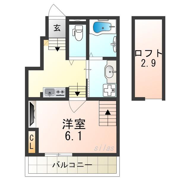 あんしん衣摺08-7001(1K/1階)の間取り写真