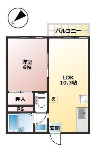 駒木原ハイツ(1LDK/2階)の間取り写真