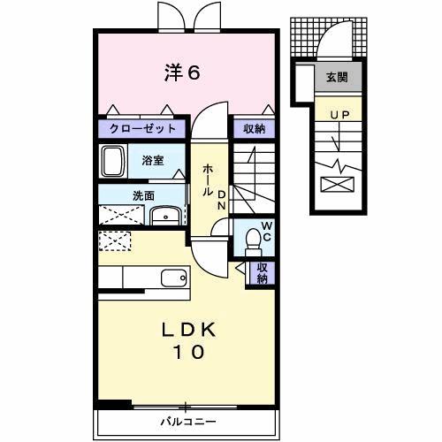 ピアII(1LDK/2階)の間取り写真