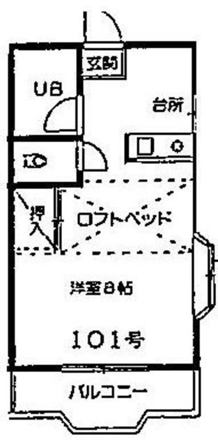 クレセントハイツ大南(ワンルーム/1階)の間取り写真