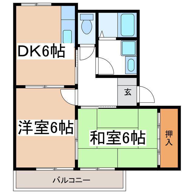 ピュアクレストA(2DK/2階)の間取り写真