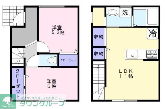 GROVE HOUSE(2LDK/1階)の間取り写真
