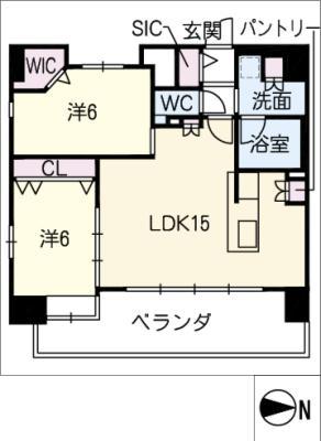 N-PRINCE浄心(2LDK/12階)の間取り写真