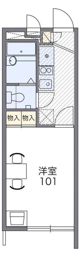 レオパレスプラザ ハルI(1K/1階)の間取り写真