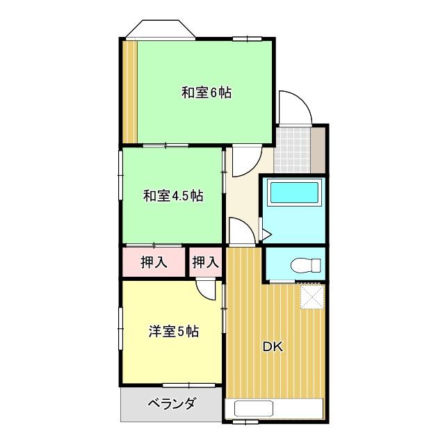 珊プラザ宝照(2LDK/2階)の間取り写真