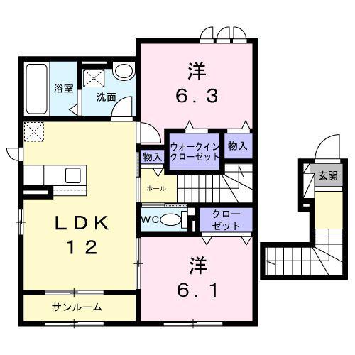 ソレアード(2LDK/2階)の間取り写真