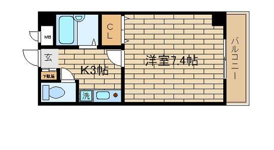 イーナ板宿(1K/3階)の間取り写真