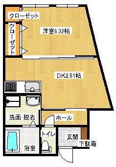 BAUHAUS(1DK/2階)の間取り写真