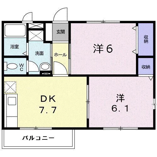 ヴィラエスポワール(2DK/2階)の間取り写真