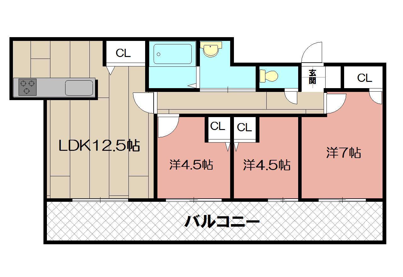 小倉D.C.タワー(3LDK/8階)の間取り写真