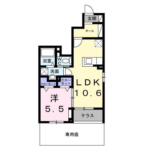 コンフォール・ドミール(1LDK/1階)の間取り写真
