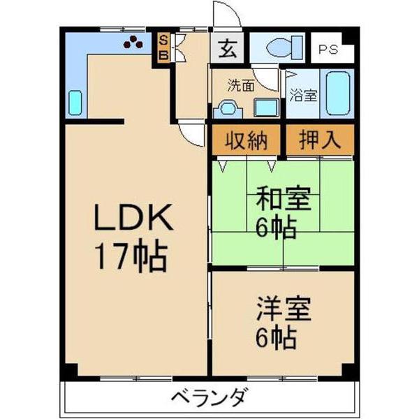 第2クラウンマンション(2LDK/3階)の間取り写真