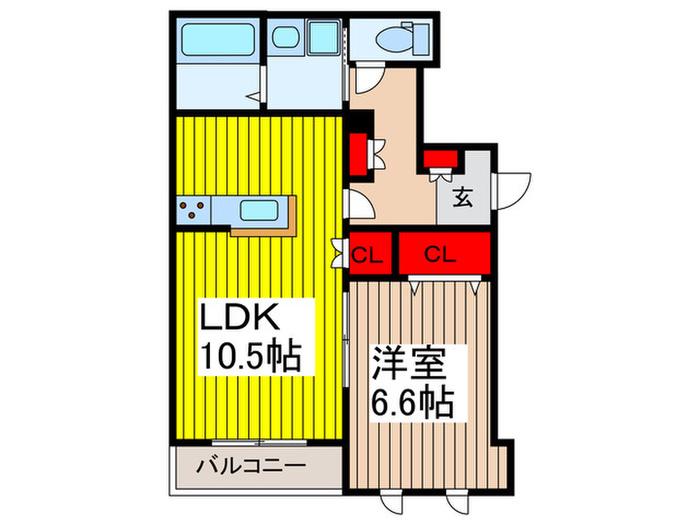 ビューノ・スカイ(1LDK/2階)の間取り写真