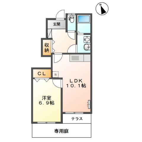 ボンヌールパンションII(1LDK/1階)の間取り写真