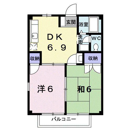 プラスパ(2DK/2階)の間取り写真