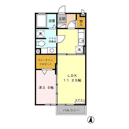 モナリエ春日I・II(1LDK/2階)の間取り写真