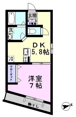 シャンブル(1DK/1階)の間取り写真