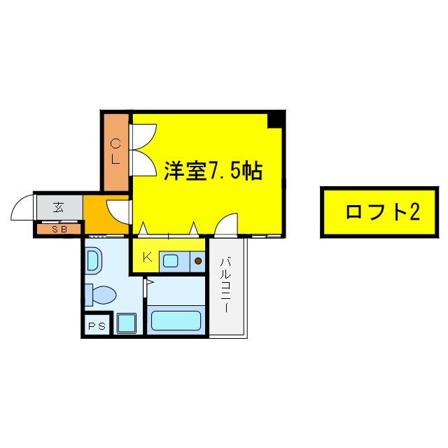 W.O.B FUKUSIMA(ワンルーム/9階)の間取り写真