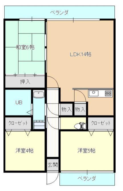 グランローヴァ・ビル(3LDK/2階)の間取り写真