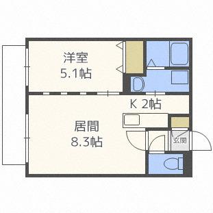 グランデプレシア環状通東(1LDK/2階)の間取り写真