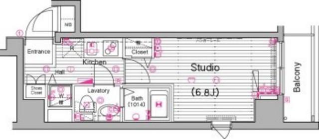 グランドガーラ横濱山下町(1K/2階)の間取り写真