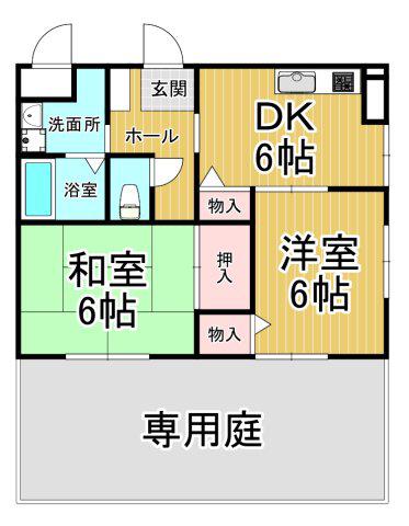 ヴァンベール宍戸(2DK/1階)の間取り写真
