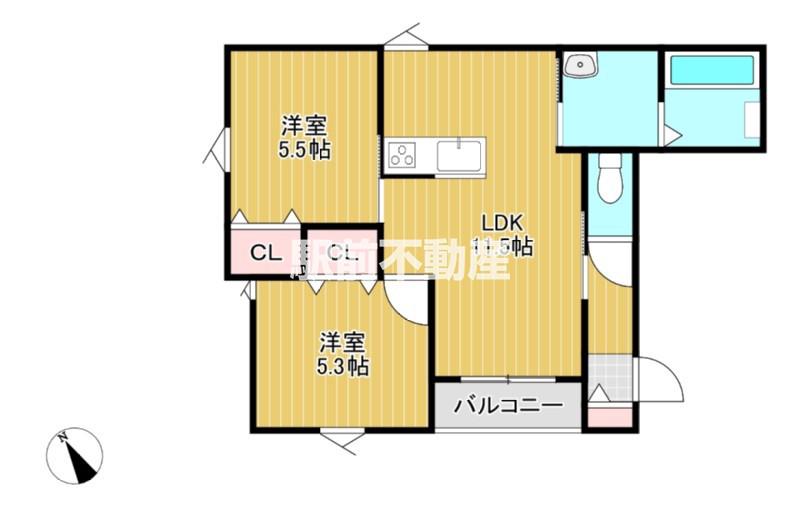 レイム荒尾(2LDK/2階)の間取り写真