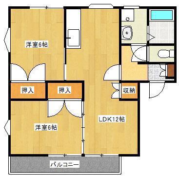 上津コーポ E棟(2LDK/2階)の間取り写真