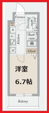 ラドゥセール新小岩(1K/9階)の間取り写真