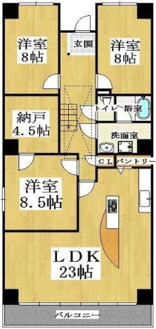 ADW RESIDENCE 谷町四丁目(3SLDK/11階)の間取り写真