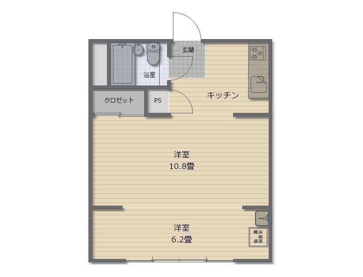 野積の里マンション A棟(ワンルーム/2階)の間取り写真