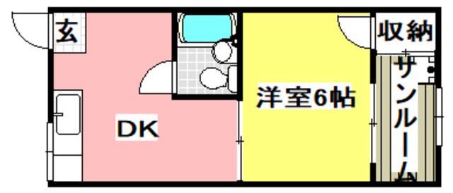 ハイツサンモリッツ(1DK/1階)の間取り写真