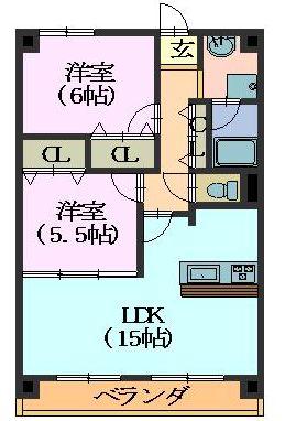 レージュ信和(2LDK/2階)の間取り写真