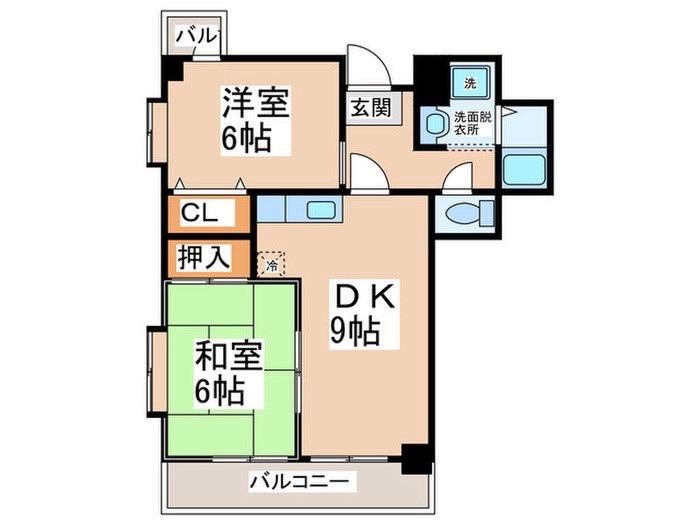 ペガサスI番館住吉(2LDK/2階)の間取り写真