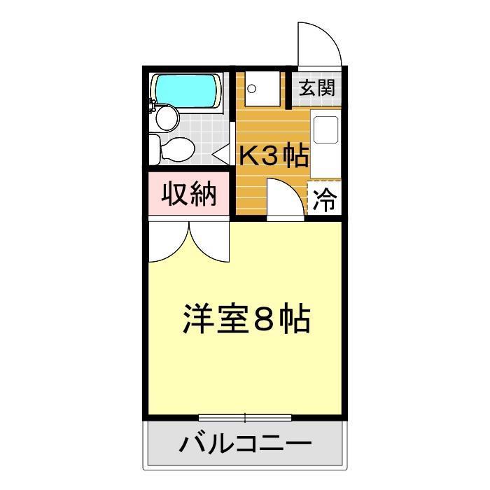 メゾンT2(1K/2階)の間取り写真