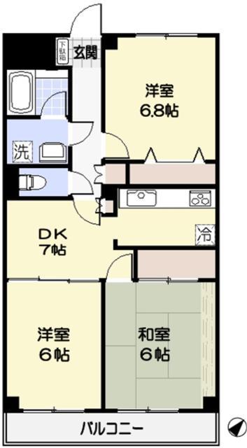 ペアヒルズ大野(3DK/2階)の間取り写真