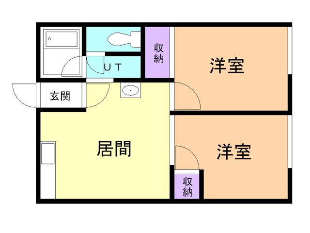 シティーハイムふじ(2DK/2階)の間取り写真