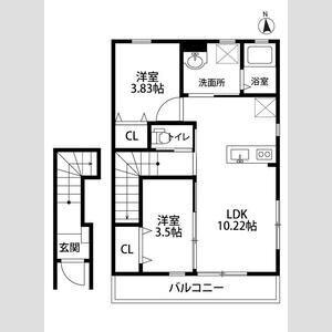 リーブルファイン鷹居(2LDK/2階)の間取り写真