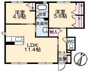 シャーメゾンみどり野 C棟(2LDK/1階)の間取り写真