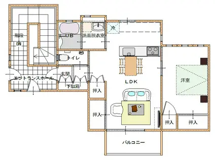 コミンニョロの家 奥(1LDK/2階)の間取り写真
