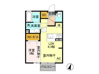 ヌーヴォデパール(1LDK/1階)の間取り写真