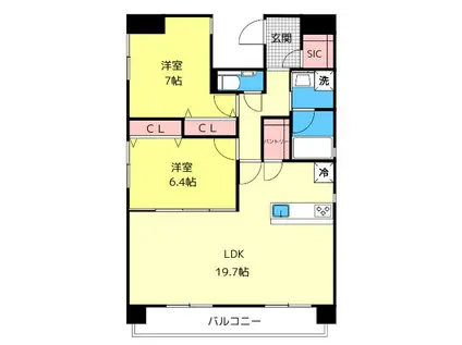 DEMEURE GOKISO(2LDK/2階)の間取り写真