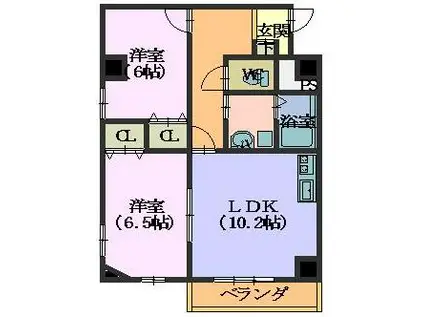 ウィル猫洞(2LDK/1階)の間取り写真
