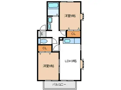 サラダデイズ荘III(2LDK/1階)の間取り写真