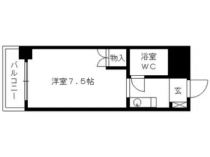 久留米駅前スカイマンション(ワンルーム/11階)の間取り写真