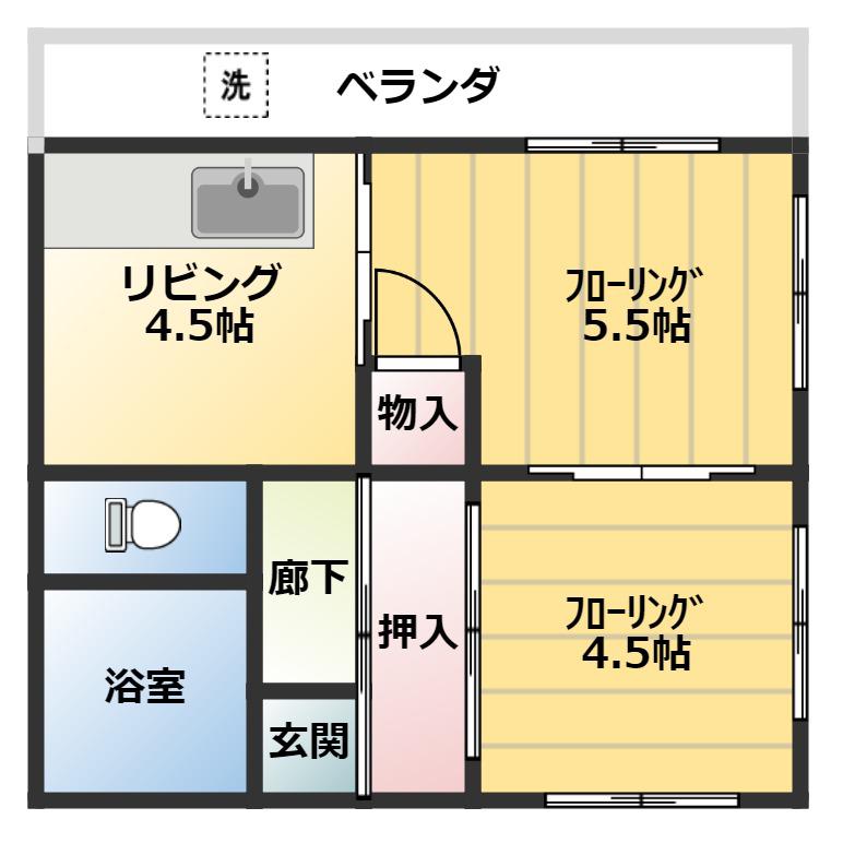 グランベールSY(2K/2階)の間取り写真