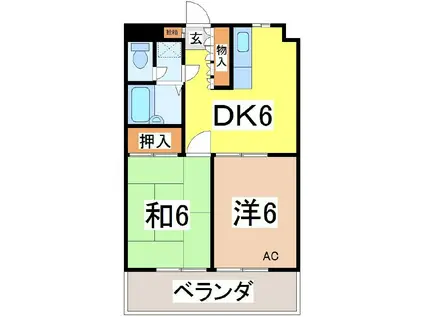 ロジュマンかぬき(2DK/1階)の間取り写真