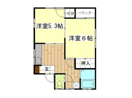 田中第三コーポ(2K/2階)の間取り写真