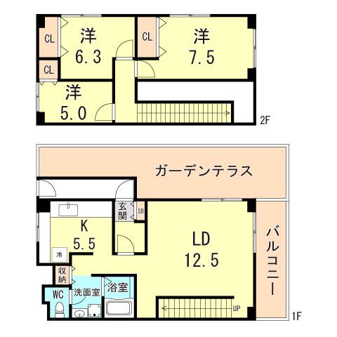 昭和レジデンス(3LDK/6階)の間取り写真