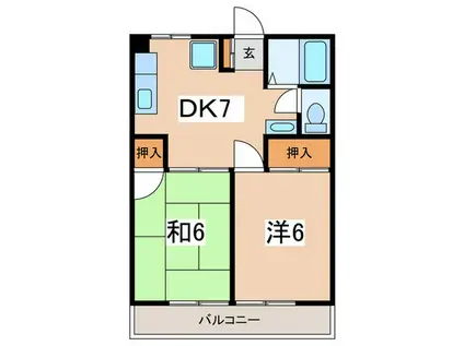 CRCマンション第2(2DK/2階)の間取り写真